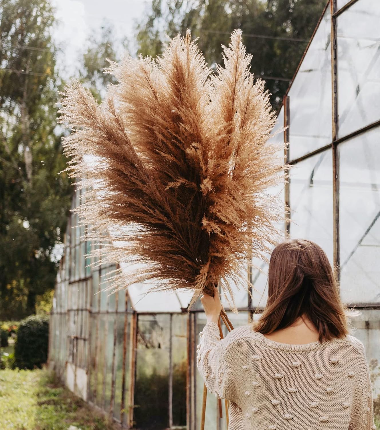 40" inch 10 Stems Pampas Grass Decor Tall, Pampas Grass Bouquet, Natural Dried Flowers for Wedding, Natural Home Decor, Wall Grass, Glam Decor