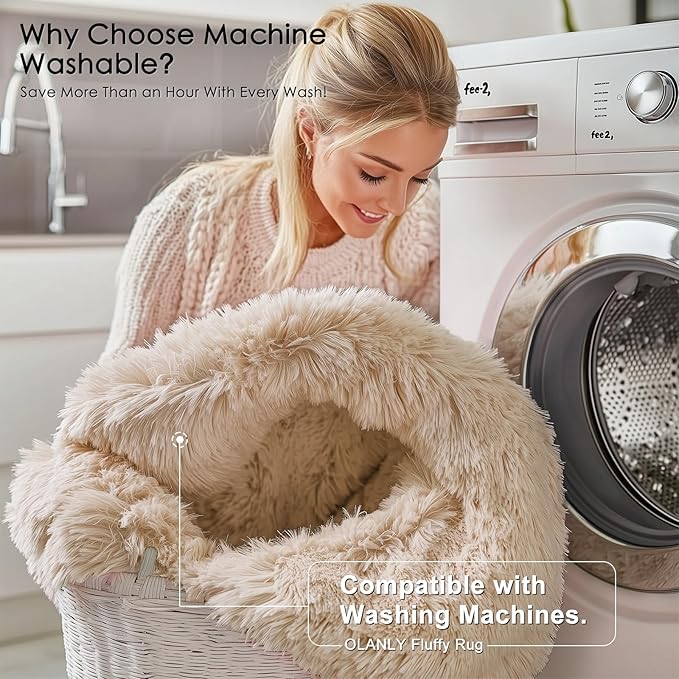 OLANLY 3x5 Machine Washable Small Bedside Rug, Soft Fluffy Shaggy Rugs - Image 2