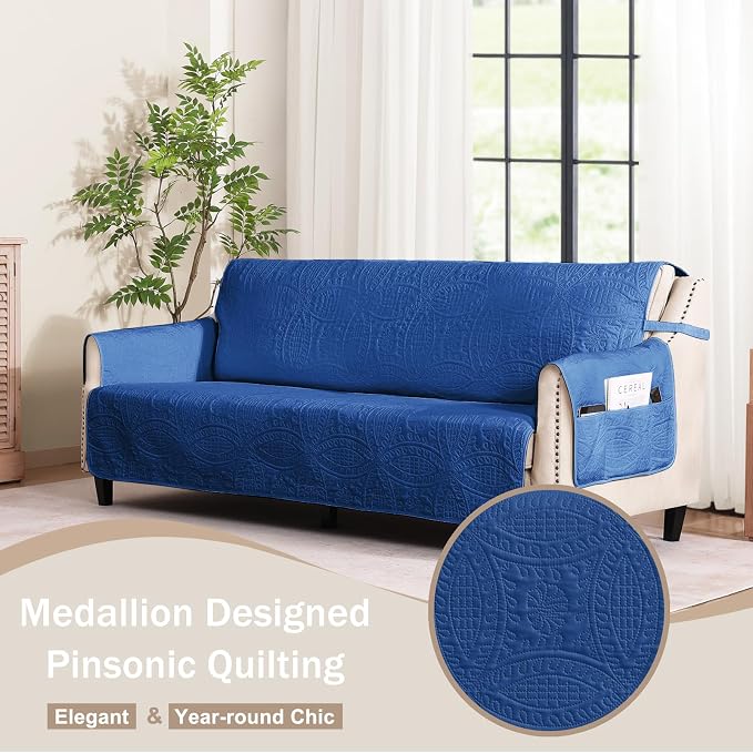 Blue Loveseat Covers for 2 Cushion Couch, Water-Repellent Covers for Love Seat - Image 8