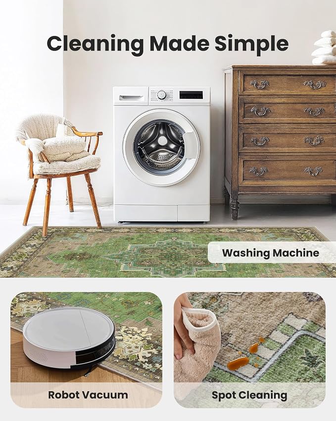 AMADA HOMEFURNISHING 2x3 Washable Entry Rug, Vintage Distress Print Pattern - Image 5