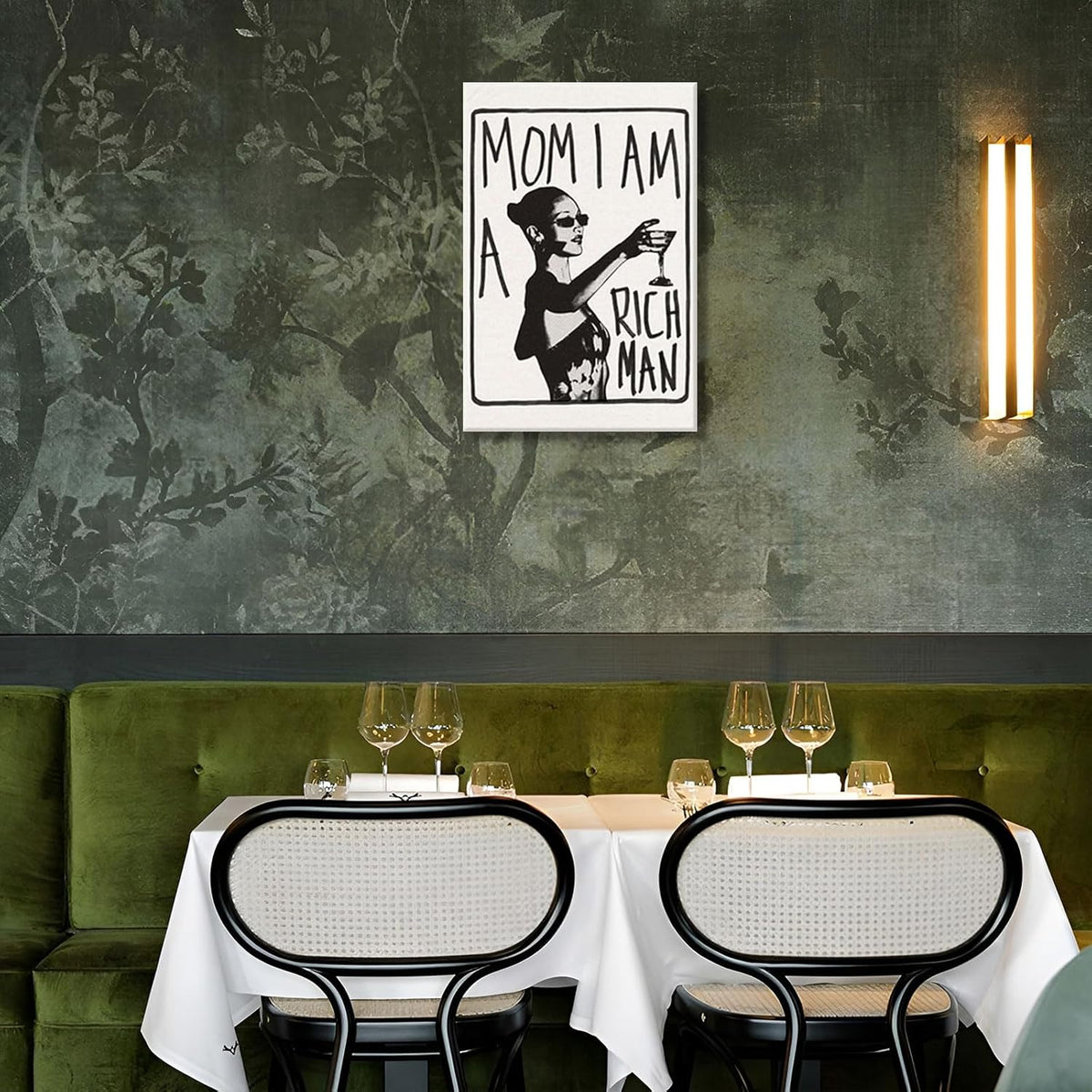 Mom I Am A Rich Man Aesthetic Retro Music Goblet Poster Feminist canvas Wall Art Vintage Bar Cart Wall Decor Preppy Dorm Decor Unique Wall Art prints painting 12x16in Framed
