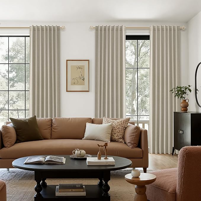 100% Blackout Linen Curtains for Bedroom 84 inches Long, Thermal Insulated Room - Image 9