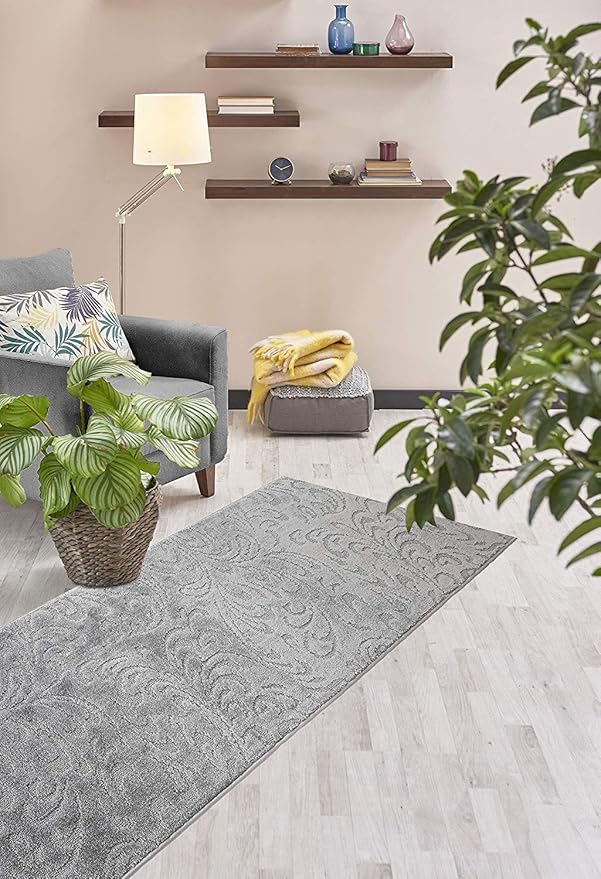 Custom Length Hallway Runner Rug, Slip Resistant, Floral Grey, 26 Inch X 3 feet - Image 4