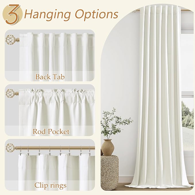 Ivory 100% Blackout Linen Curtains 95 Inch Length 2 Panels Set - Image 6