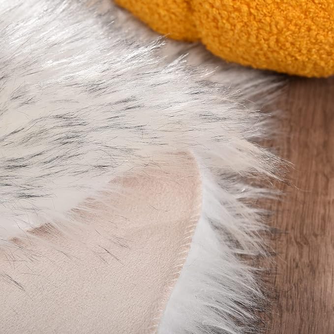 Goolela Fluffy Faux Sheepskin Fur Rug 4x6 White - Image 6