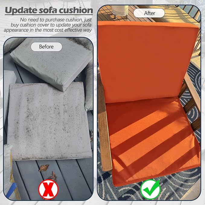 Sqodok Patio Cushion Cover 25x25 inch, Outdoor Seat Cushion Slip Cover - Image 8
