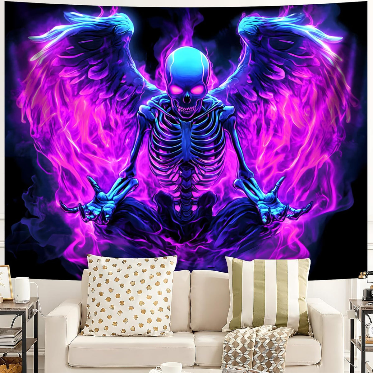 Blacklight Tapestry,WingTapestry Glow In The Dark,UV Reactive Black Light Upright Posters Wall Hanging for Bedroom Dorm Living Room Backdrop Decor (wing14, 59L" x 51W")
