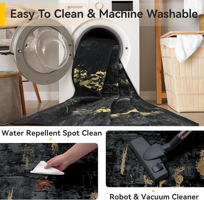 RELEANY Washable 4'x5' Abstract Area Rug - Image 5