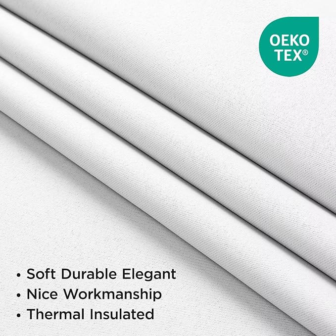 Joydeco 84 Inch 60% Blackout White Curtains 2 Panels, Elegant Semi Sheer - Image 4