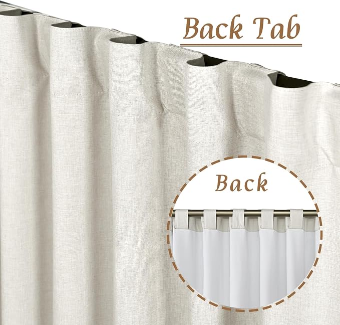 Ivory 100% Blackout Linen Curtains 48 Inches Long, 34 x 48 Inch | Linen Textured - Image 6