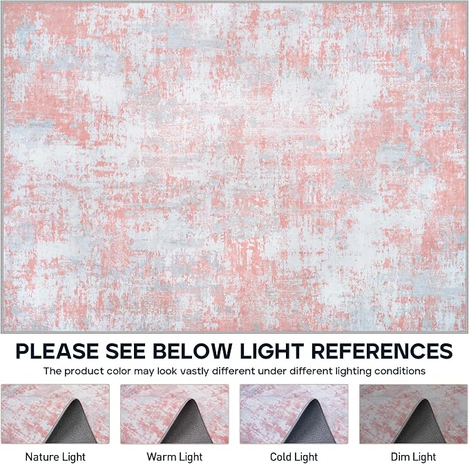 Aelenmu 8x10 Area Rugs for Living Room Bedroom Dining Room Washable Pink | Soft - Image 7