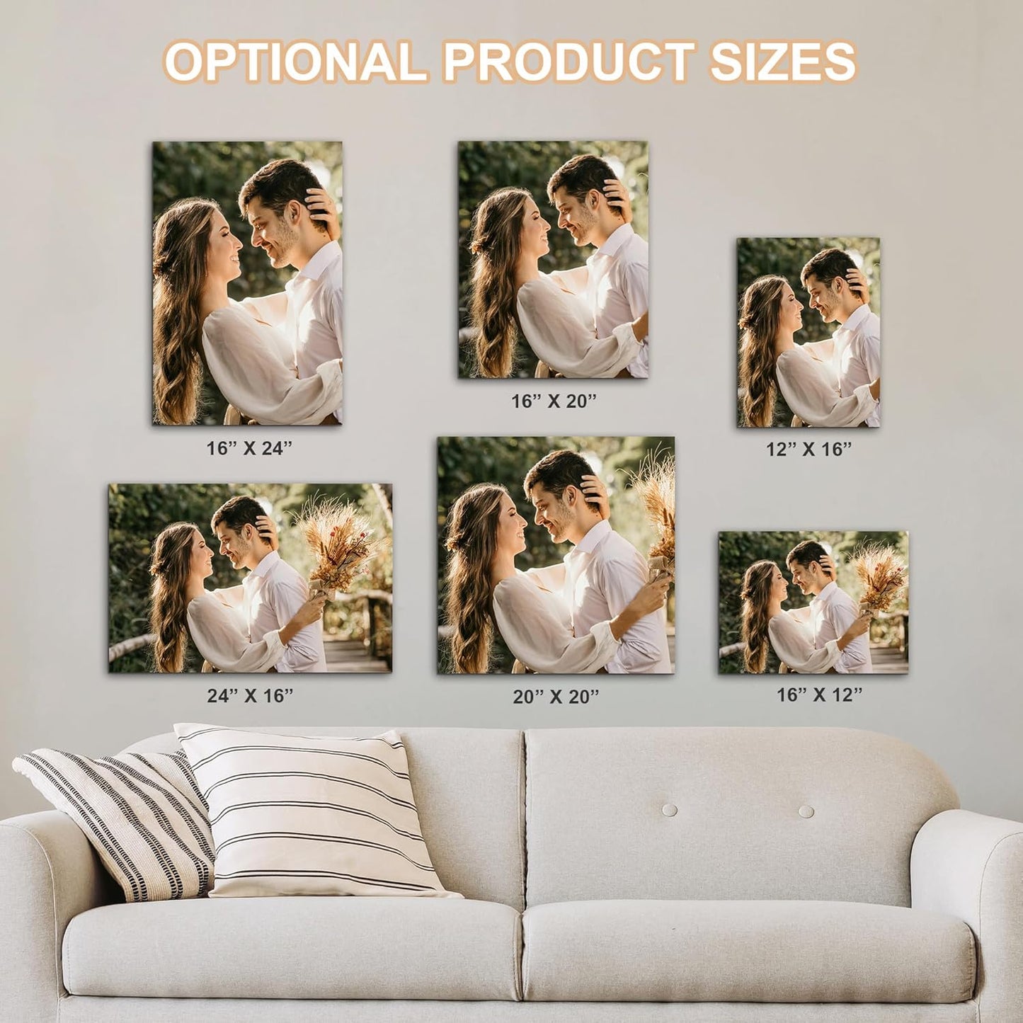 WayToLight Custom Canvas Prints with Your Photos Framed Personalized Picture Canvas Prints Wall Art Ideal for Home Decor Christmas Family Gifts (16" x 24")