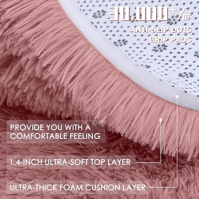 OLANLY 2x3 Machine Washable Small Bedside Rug, Soft Fluffy Shaggy Entryway - Image 8
