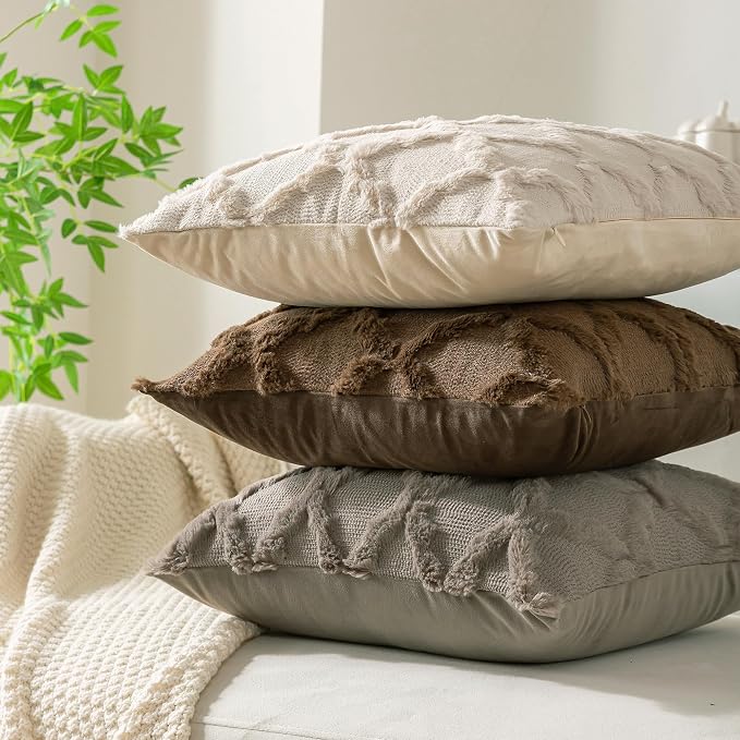 Set of 2 Soft Moroccan Throw Pillow Covers 16x16 Inch Plush Boho Decorative - Image 6