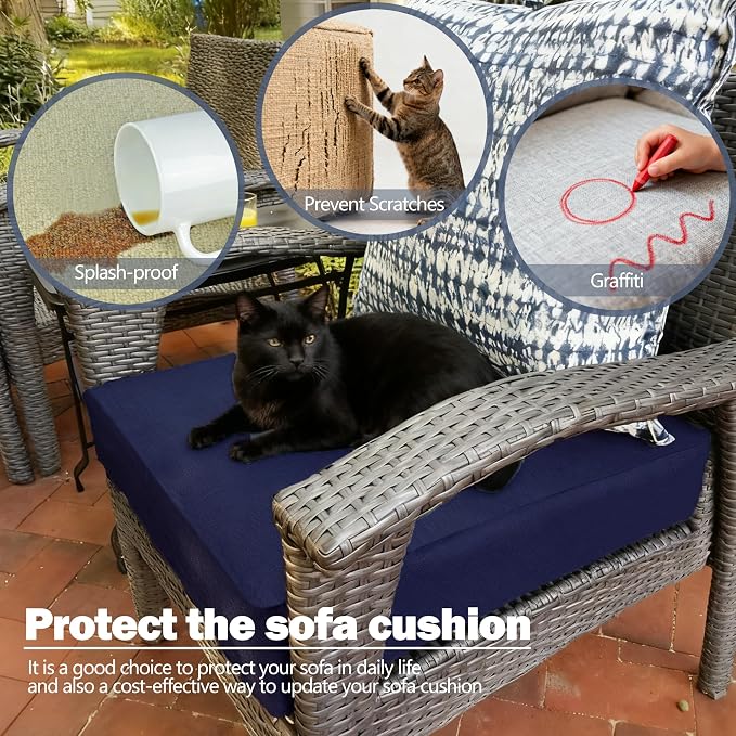 Sqodok Outdoor Cushion Covers 21x19 inch, Wicker Chair - Image 6