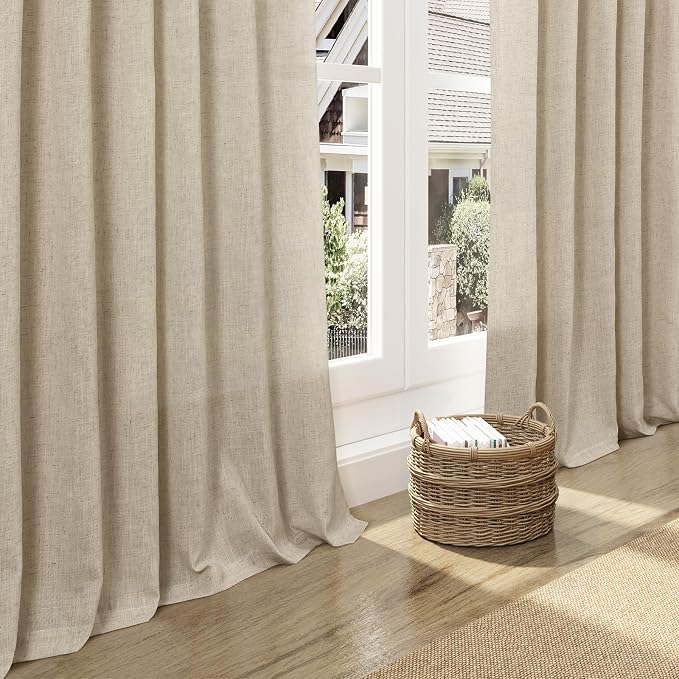 Eggshell Beige Linen Curtains 96 Inches Long - Image 5