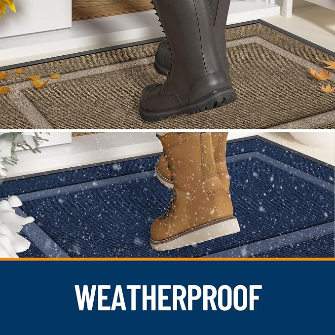 OLANLY Front Door Mat Outside 59x40, All-Season Heavy-Duty Rubber Doormat | Grey - Image 3