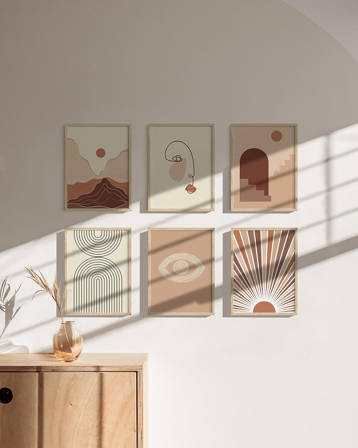 HAUS AND HUES Set of 6 9 X 12 Picture Frame - 9x12 Frame Collage Picture Frames for Wall, 9x12 Picture Frame Sets Wooden Frames, 12x9 Picture Frames in Bulk Wooden Picture Frames (Beige Oak Frame)