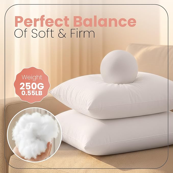 Utopia Bedding 12x12 Pillow Inserts, 2 Pack | Indoor cushion inserts - Image 2
