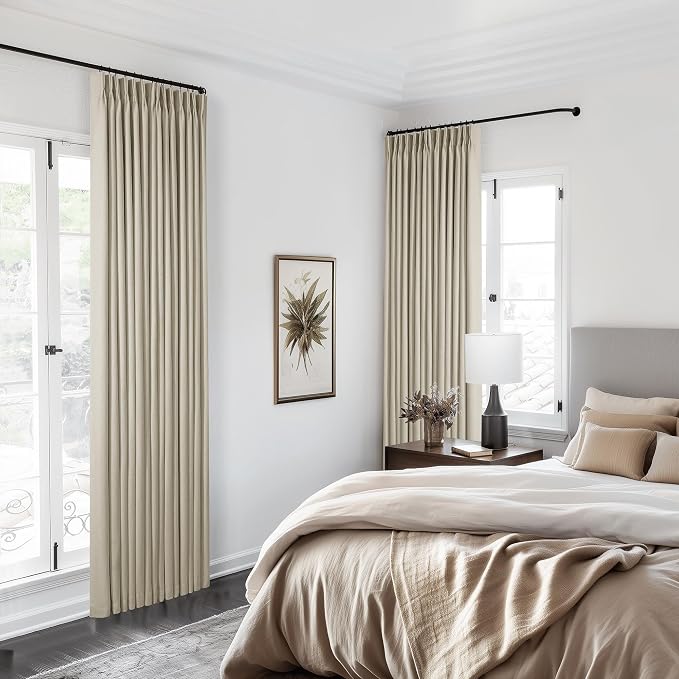 Burlywood Birch 100% Blackout Pinch Pleated Linen Curtains 80 Inches Long | - Image 8
