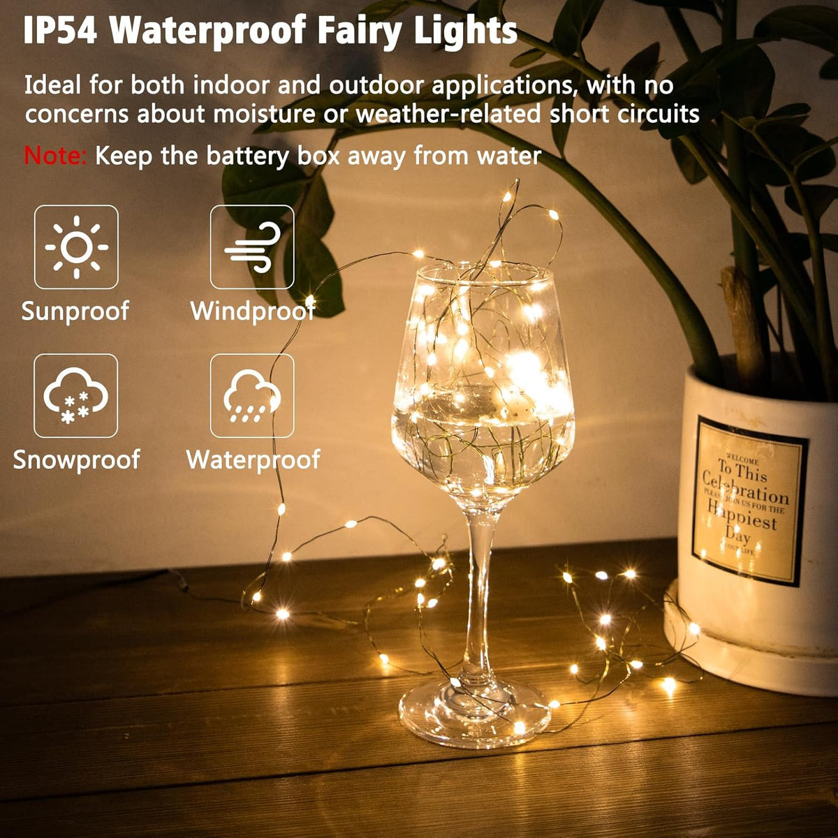 4 Pack Christmas Fairy Lights Battery Operated, 16.4FT 50 LED Dark Green Wire Twinkle Lights with Auto Timer Waterproof, Outdoor String Lights for Indoor Outdoor Bedroom Yard Decor (Warm White)