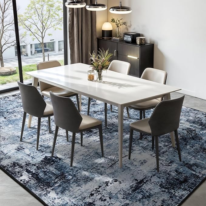 Rugflix 6x8 Area Rugs for Living Room, Washable Navy Blue Dark Large Rug | - Image 3