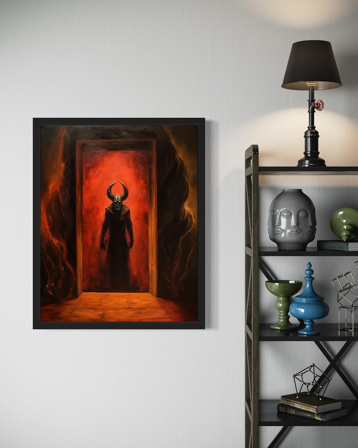 Satan and Hell Poster Art Print, Halloween Scary Vintage Wall Art Academia Spooky Painting Decoration for Horror Prints, Gothic Posters Bedroom Decor 89 (Satan and Hell, 11 x 14 inches, Unframed)
