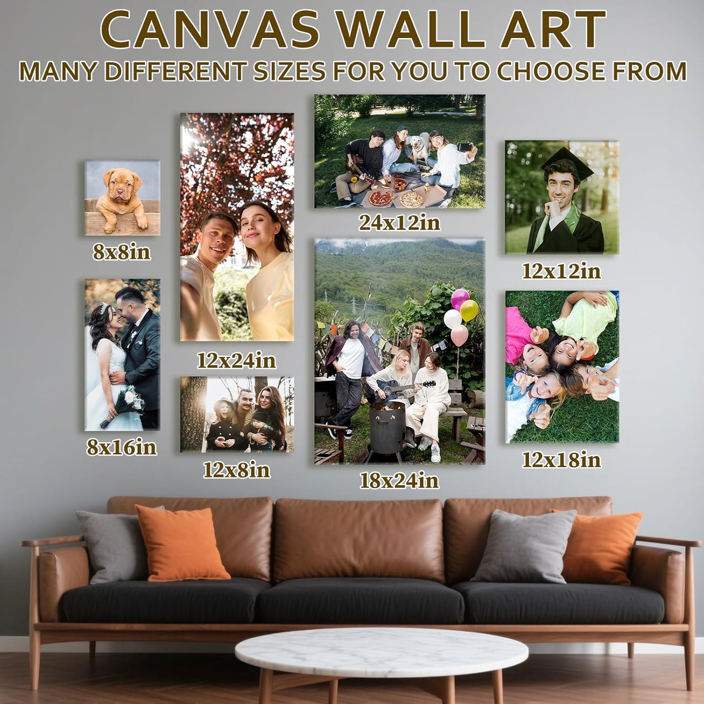 Custom Canvas Prints with Your Photos - Personalized Pictures Print, Customized Photo Gifts, Wall Art Poster Canvas Printing for Wedding, Family, Baby, Pets, Home Office Decor, Wrapped Frame 20x30