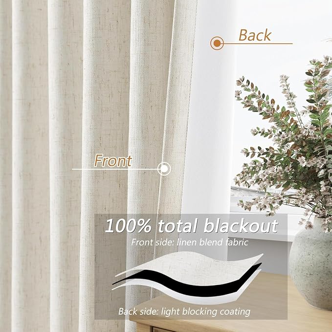 100% Blackout Linen Short Curtains - Image 4