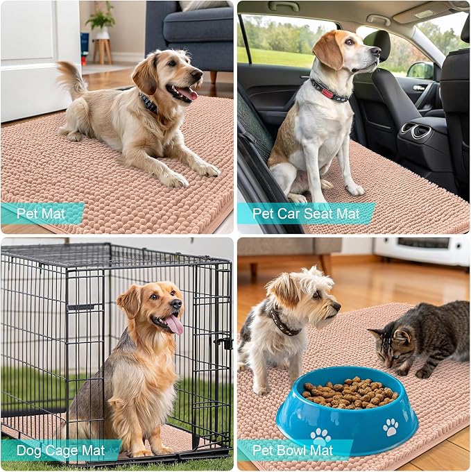 OLANLY Dog Door Mat for Muddy Paws 47x32, Super Absorbent Chenille Mud Mat | - Image 7