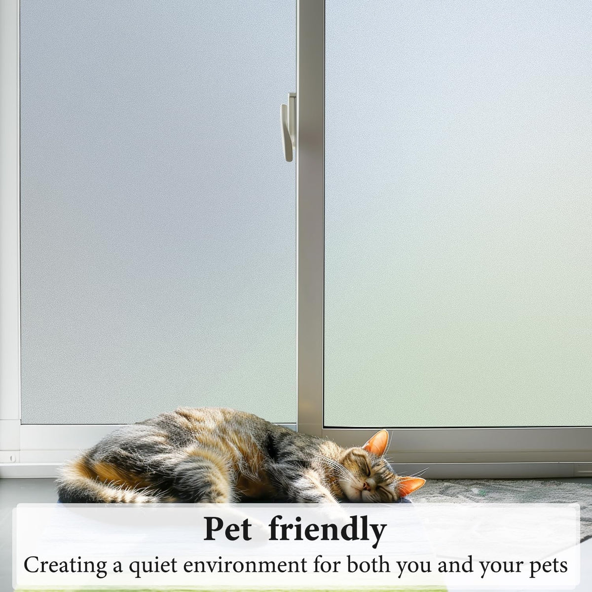DUOFIRE Privacy Window Film Natural Frosted Glass Film Static Cling Glass Film No Glue Anti-UV Window Sticker Non Adhesive for Privacy Office Meeting Room Bathroom Living Room 45.2in. x 118in. S001