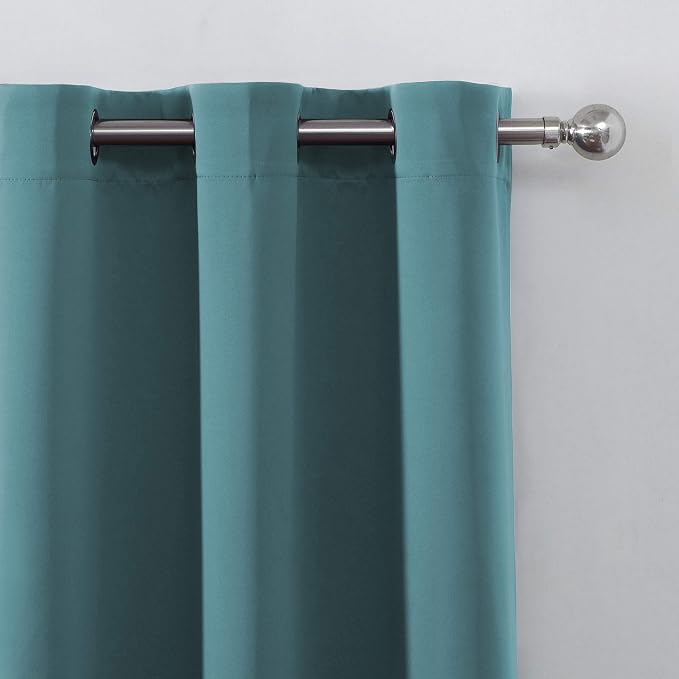 Sea Teal Blackout Curtains 66 x 63 Inch Length/Set of 2 Curtain Panels/Thermal - Image 7