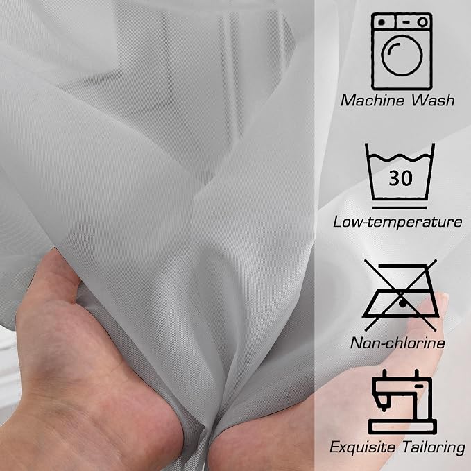 Sheer Curtains 72 Inches Long for Living Room Bedroom, Rod Pocket Fimly Voile - Image 5