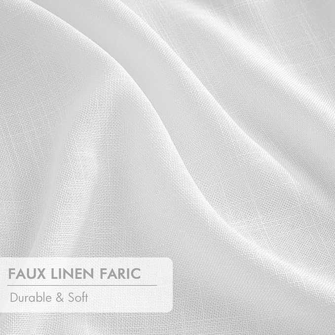 MIULEE White Pinch Pleated 100% Blackout Linen Curtains 40x90 Inches | Room - Image 6