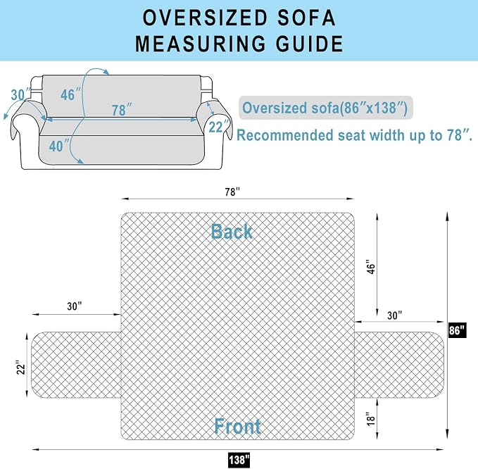 Reversible Oversized Sofa Covers, XL Sofa, Chocolate/Beige | Couch Cover - Image 7