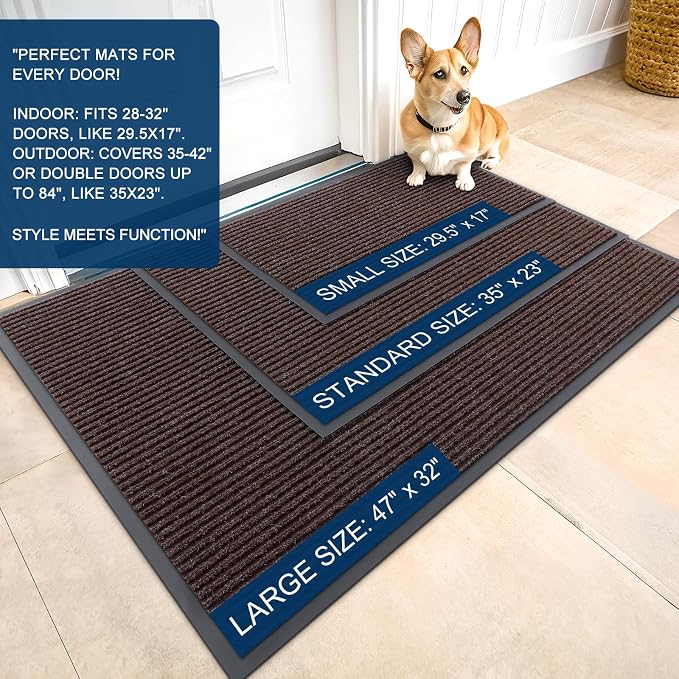 OLANLY Front Door Mat 47x32, Waterproof Heavy-Duty Indoor Outdoor Doormat | Tan - Image 2