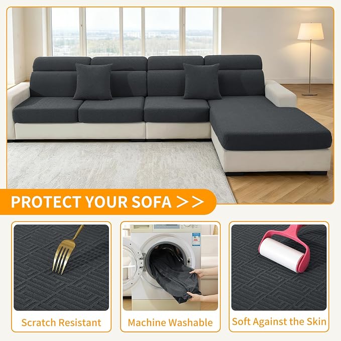 XINEAGE Couch Cushion Covers, Loveseat Sofa Seat Slipcovers - Image 6