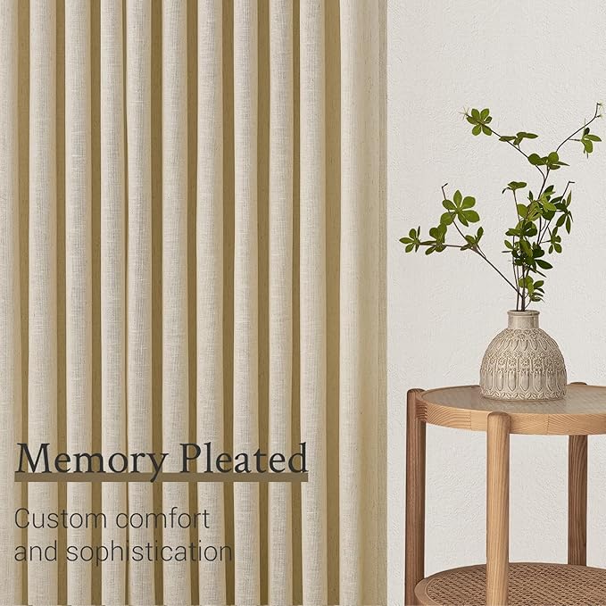 Topfinel 102 Inch Curtains 1 Panels Set, One Packs Pinch Pleat Back Tab Linen - Image 4