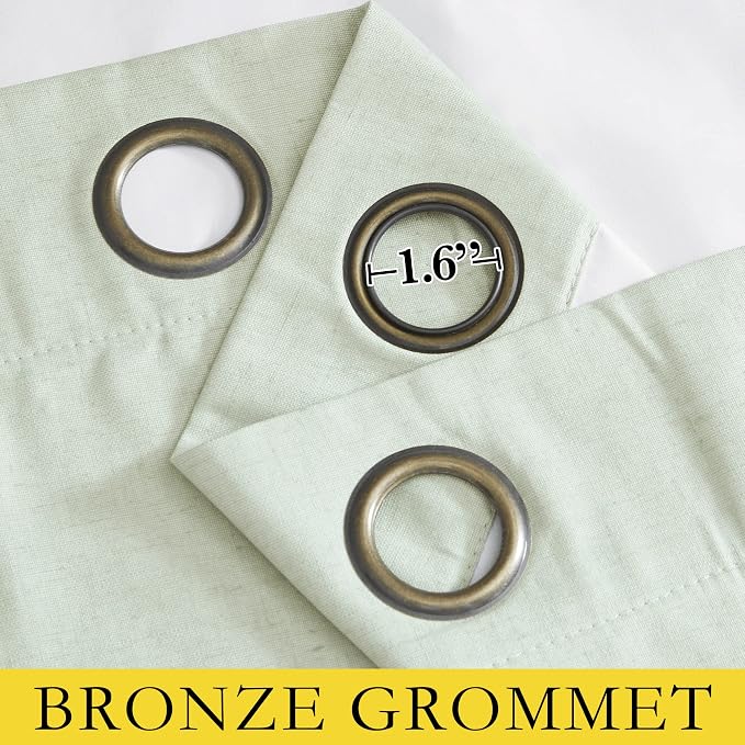 NICETOWN Sage Green Short Kitchen Linen Blackout Curtains 48 inches Length - Image 5