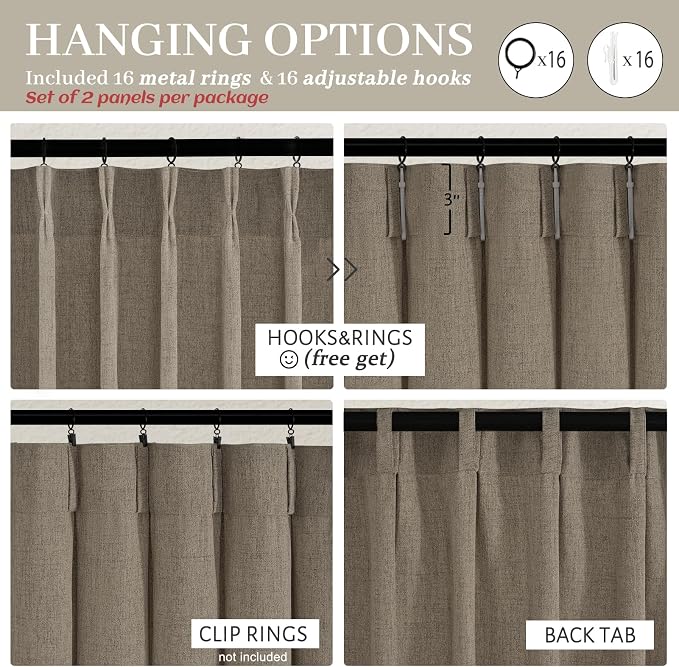 Memory Shape Pinch Pleated 86 Inch Curtains 2 Panels Set - Image 4