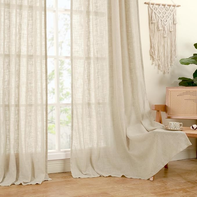 Semi Sheer Linen Curtains 48 Inches Long - Image 9