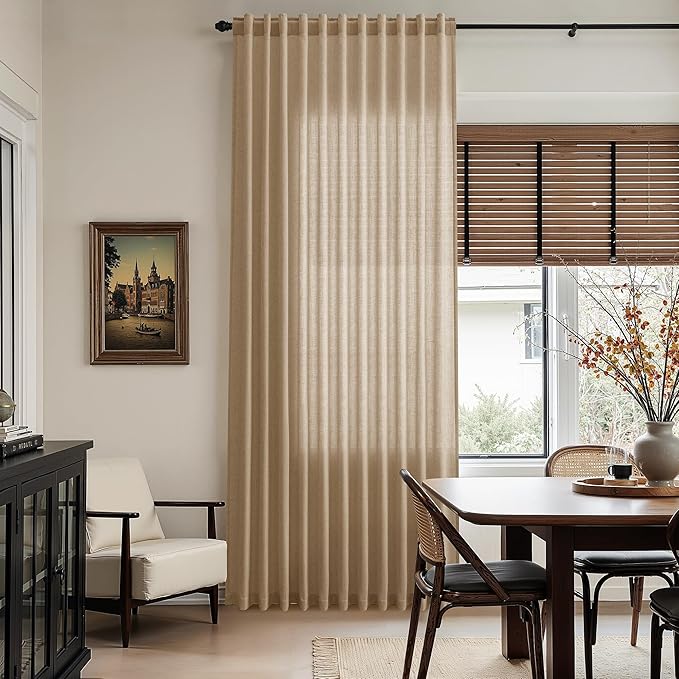 Sand Beige Linen Curtains for Living Room 100 Inches Long Simple Modern Light - Image 6
