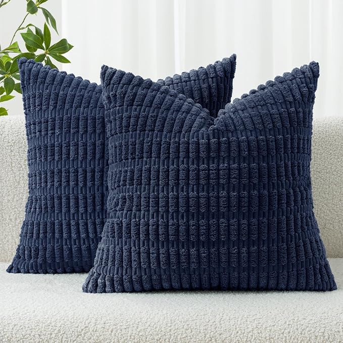 MIULEE Euro Sham Decorative Throw Pillow Covers 26x26 Navy Blue Pack of 2 | by MIULEE