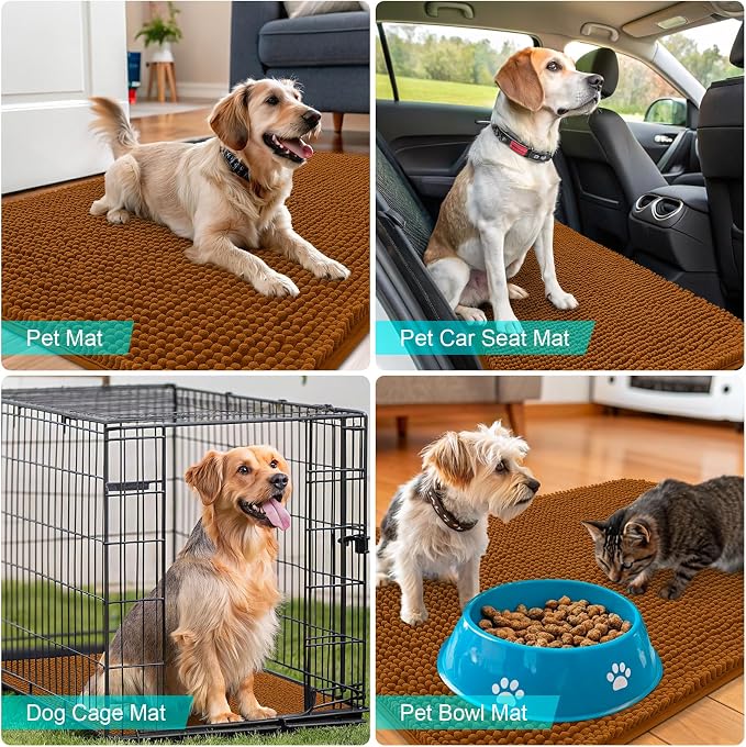 OLANLY Dog Door Mat for Muddy Paws 30x20, Super Absorbent Chenille Mud Mat | - Image 7