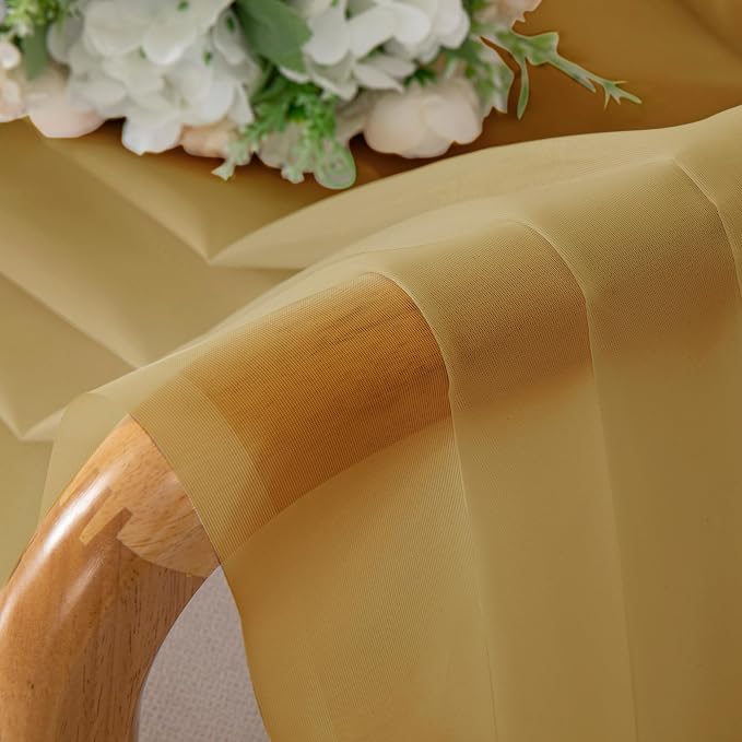 Gold Sheer Curtains 96 Inches Long 2 Panels - Image 5