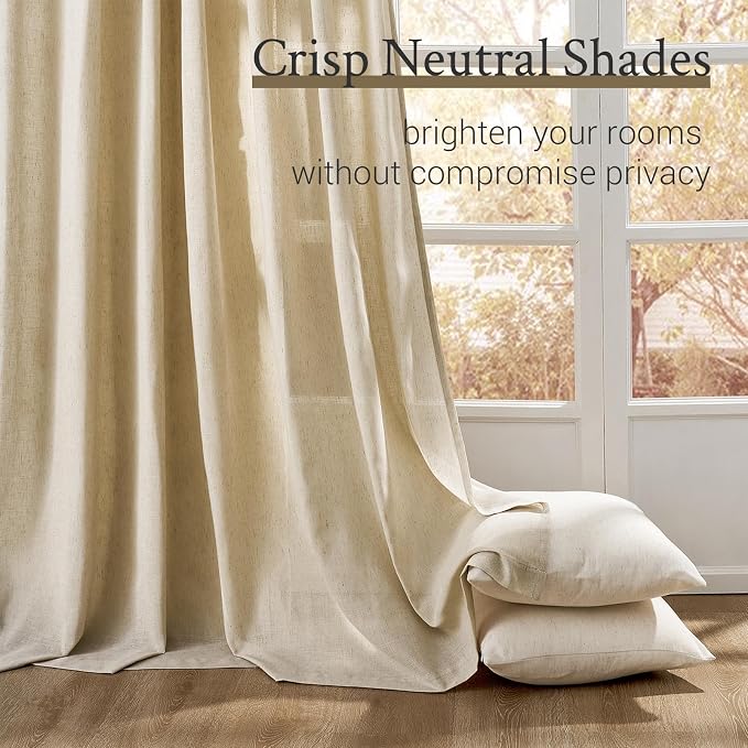 Topfinel Natural Linen Pinch Pleated Curtains 63 Inch Length 2 Panels - Image 6