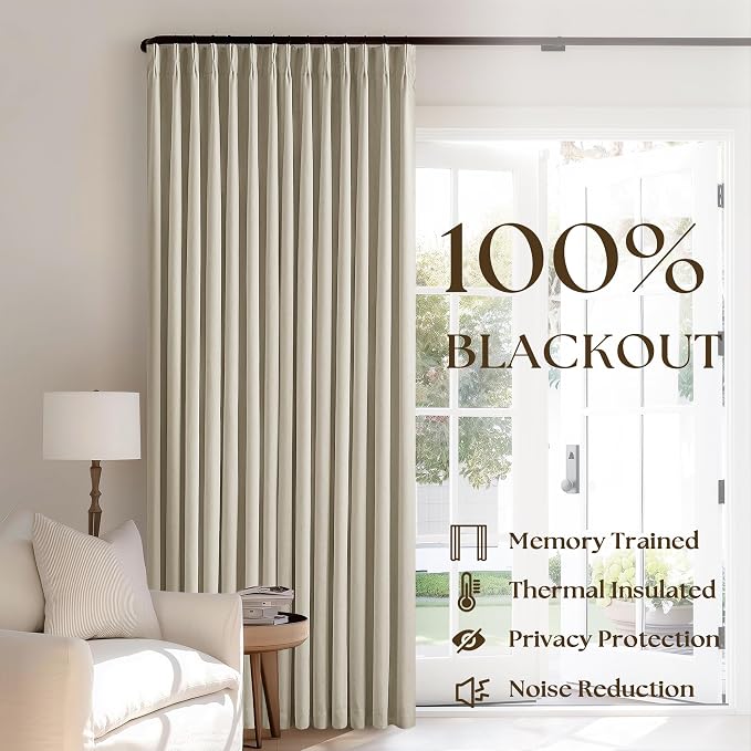 Burlywood Birch 100% Blackout Pinch Pleated Linen Curtains 105 Inches Long | - Image 3