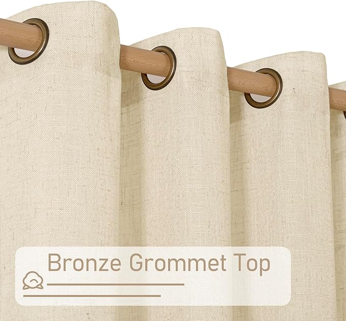 63 Inch Length Beige Linen Curtains - Image 3