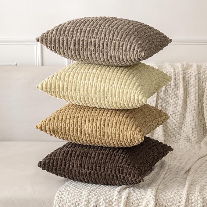 MIULEE Lumbar Corduroy Decorative Throw Pillow Covers 12x20 Dark Brown | Pack - Image 8