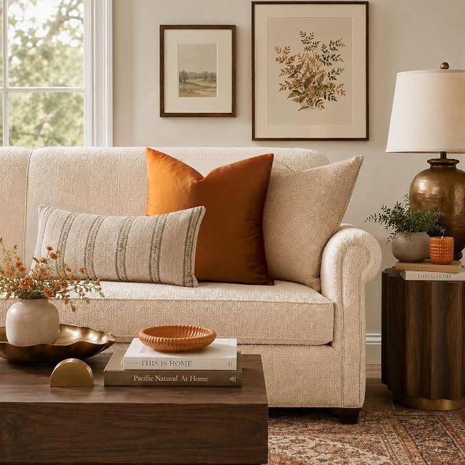 GIGIZAZA Orange Velvet Pillow Covers 26x26 Decorative Pillows Pack of 2 | Throw - Image 6